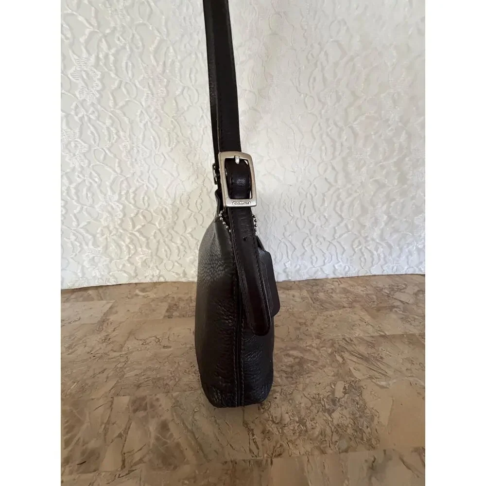 Vintage COACH #6807 Black "Hudson Small Zip" pebbled Leather Shoulder Bag - Picture 7 of 12